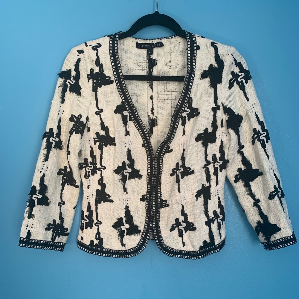 THE WRIGHTS Black & White Blazer Size 4